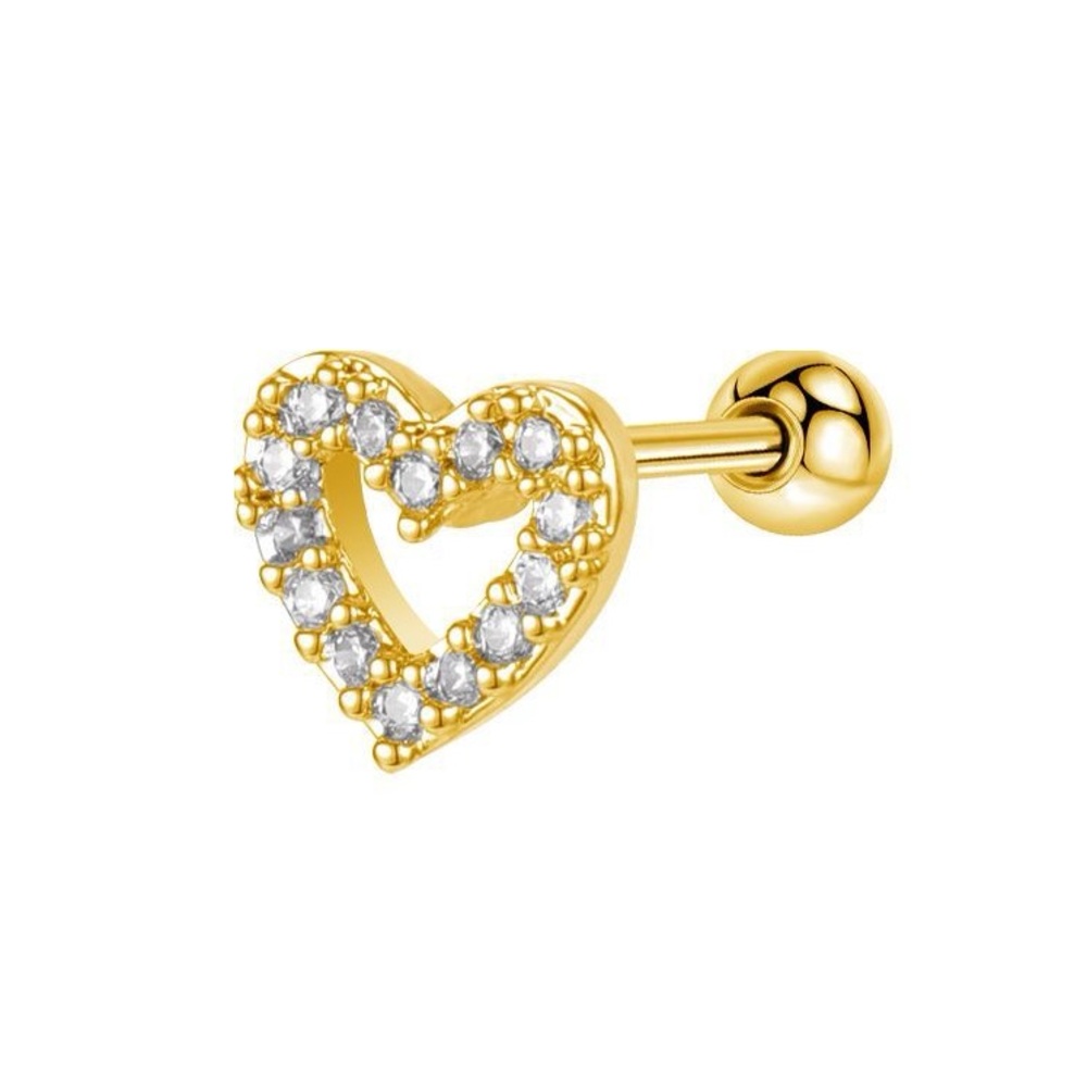 Heart Stud Earrings Stainless Steel Zirconium